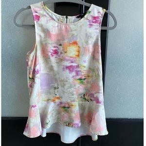 H&M Watercolor Peplum Blouse Size 6